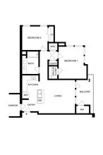 2BD, 1BTH B1.1 719-1101 floor plan